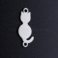201 Stainless Steel Kitten Links connectors, Cat Silhouette, Stainless Steel Color, 20x8x1mm, Hole: 1.5mm(STAS-T049-T646-1)