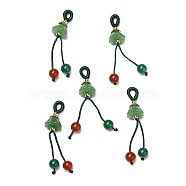 Natural Agate Pendants, Lotus Pod Charms with Glass Tassel, 48x10mm, Hole: 4x3.5mm(G-R491-02)