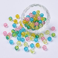 5 Colors Spray Painted & Baking Painted Crackle Glass Beads, Round, Mixed Color, 8mm, Hole: 1.3~1.6mm(CCG-X0010-09-8mm)