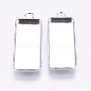 304 Stainless Steel Pendant Cabochon Settings, Plain Edge Bezel Cups, Rectangle, Stainless Steel Color, Tray: 10x25mm, 30x11x2mm, Hole: 2mm(STAS-I097-058P)