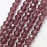 Glass Beads Strands, Faceted(32 Facets), Round, Old Rose, 8mm, Hole: 1.5mm, about 66~67pcs/strand, 15.12 inch~15.35 inch(38.4~39cm)(EGLA-J042-8mm-06)