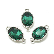 Alloy Glass Links connectors, Faceted, Oval, Platinum, Sea Green, 22x12x6mm, Hole: 1.5mm(PALLOY-T045-10x14mm-15)