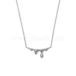 Stainless Steel Melting Drop Pendant Necklaces for Women, Stainless Steel Color, 14.33 inch(36.4cm)(PW-WG47804-02)