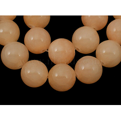 Natural Jade Beads Strands, Round, Dyed, Light Salmon, about 10mm in diameter, hole: 1mm, about 40 pcs/strand, 16 inch(JBR10mm-3)