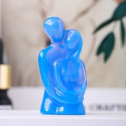 Opalite Carved Hug Couple Figurines, for Home Office Desktop Feng Shui Ornament, 50x25mm(PW-WG14347-02)