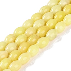 Natural Yellow Jade Beads Strands, Oval, 11x8mm, Hole: 0.8mm, about 33pcs/strand, 15.75''(40cm)(G-K362-I10-05)