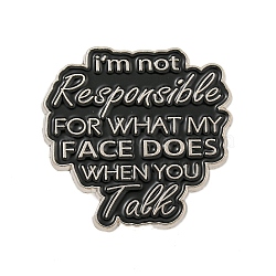 I'm Not Responsible Alloy Badges, Word Enamel Pins for Suit Shirt Collar, Platinum, Black, 29.5x30x1.5mm(JEWB-M041-02Y)