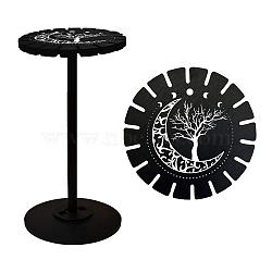 Wooden Wheel, Wooden Display Shelf, Black Holder Stand, Rustic Divination Pendulum Storage Rack, Witch Stuff, Moon Pattern, Wheel: 120x8mm, 2pcs, Studdle: 288x12mm, 1pc(DJEW-WH0046-022)