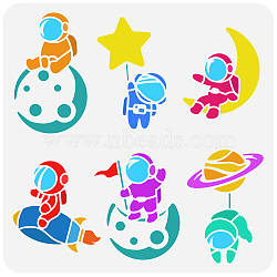 PET Hollow Out Drawing Painting Stencils, for DIY Scrapbook, Photo Album, Spaceman Pattern, 30x30cm(DIY-WH0391-0345)