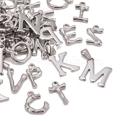 304 Stainless Steel Pendants, Initial Letter, Letter, 16~38x10~27x1~7mm, Hole: 3~4x8~10mm(STAS-MSMC001-13)