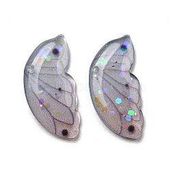 Transparent Epoxy Resin Pendants, with Glitter Powder, Wing Charms, Medium Purple, 9.5x20x2mm, Hole: 1mm(CRES-A053-07)