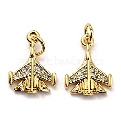 Brass Pave Cubic Zirconia Pendants, with Jump Ring, Long-Lasting Plated, Lead Free & Cadmium Free, Plane, Real 18K Gold Plated, 16x12x3.5mm, Hole: 3mm(KK-Z027-04G)