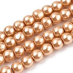 Baking Painted Pearlized Glass Pearl Round Bead Strands, Sandy Brown, 8~9mm, Hole: 1mm, about 100~105pcs/strand, 31.4 inch(HY-Q330-8mm-36A)