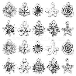 Sunflower Tibetan Style Alloy Pendants, Cadmium Free & Lead Free, Flower, Antique Silver, 50pcs/Box(TIBEP-CJ0001-09-RS)