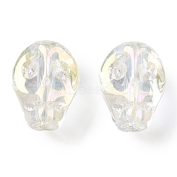 Electroplate Glass Beads Strands, Skull, Light Yellow, 10x8x7.5mm, Hole: 1mm, about 65pcs/strand, 25.59''(65cm)(EGLA-T021-09D)