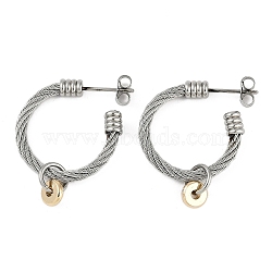 304 Stainless Steel Twist Stud Earrings for Women, Stainless Steel Color, 29.5x7mm(EJEW-M023-02P)