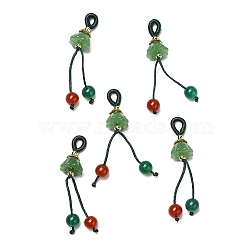 Natural Agate Pendants, Lotus Pod Charms with Glass Tassel, 48x10mm, Hole: 4x3.5mm(G-R491-02)