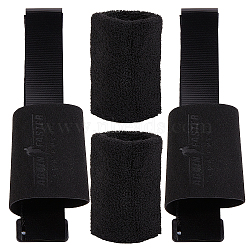 Gorgecraft 1 Set Fibre Hand Grips for Weightlifting, with 2Pcs Polyester Fibers Cord Bracelet for Sports, Black, 70~345x175x5mm(AJEW-GF0005-51)