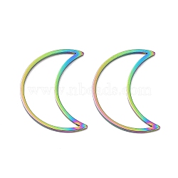 Ion Plating(IP) 304 Stainless Steel Linking Rings, for Jewelry Making, Moon, Rainbow Color, 25x17.5x0.8mm, Inner Diameter: 23x8.5mm(STAS-TAC0002-17-03M)