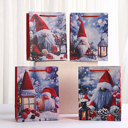 Christmas Paper Gnome Printed Tote Bags, Gift Storage Supplies, Rectangle, Red, 18x10x23cm(ABAG-P015-01B)