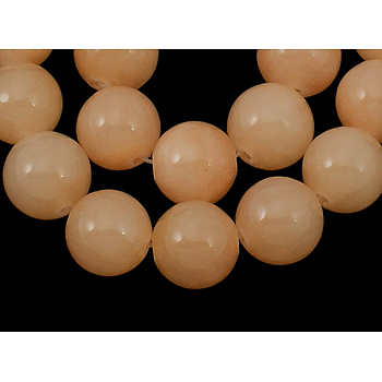 Natural Jade Beads Strands, Round, Dyed, Light Salmon, about 10mm in diameter, hole: 1mm, about 40 pcs/strand, 16 inch