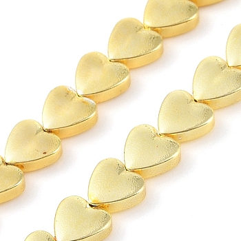 Electroplated Synthetic Non-Magnetic Hematite Beads Strands, Heart, Golden Plated, 8x8x3mm, Hole: 0.9mm, about 94pcs/strand, 15.75''(40cm)