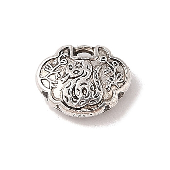 Tibetan Style Alloy Charms, Cadmium Free & Lead Free, Snake with Lock, Antique Silver, 10x12x4mm, Hole: 2.5x1mm