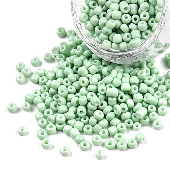 8/0 Baking Paint Glass Seed Beads, Round Hole, Round, Aquamarine, 3~3.5x2mm, Hole: 1~1.2mm, about 10000Pcs/pound