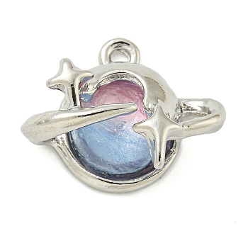 Alloy And Resin Pendants, Star, Blue, 15.5x19.5mm