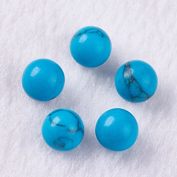 Synthetic Turquoise Beads, Gemstone Sphere, Undrilled/No Hole, Dyed, Round, 8mm