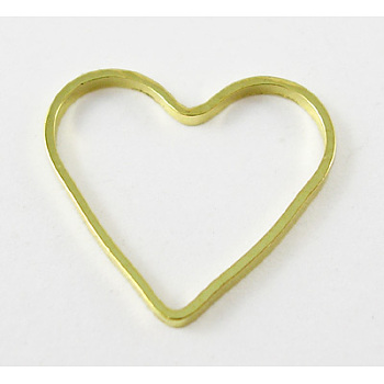 Brass Links, Nickel Free, Valentine's Day Jewelry Accessory, Heart, Golden, about 21mm wide, 18.5mm long, 1mm thick