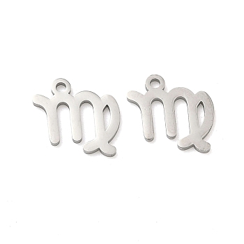 304 Stainless Steel Constellation Pendants, Virgo Charm, 10x12x1mm, Hole: 1.2mm