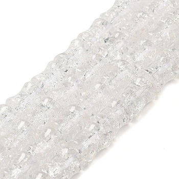 Transparent Crackle Glass Beads Strands, Bamboo Joint, Clear, 8x10.5mm, Hole: 1.7mm, about 38pcs/strand, 15.35''(39cm)