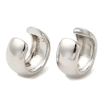 Rack Plating Brass Plain Band Cuff Earrings for Women, Cadmium Free & Lead Free, Platinum, 11x12x6mm
