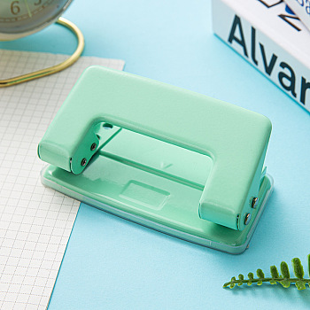 Plastic Adjustable Craft Paper Hole Puncher, with Metal Findings, for Scrapbooking & Paper Crafts, Pale Turquoise, 52x105x40mm