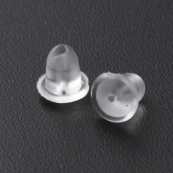 200Pcs Resin Bell Ear Nuts, Earring Backs, Clear, 4x4mm, Hole: 0.7mm