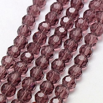 Glass Beads Strands, Faceted(32 Facets), Round, Old Rose, 8mm, Hole: 1.5mm, about 66~67pcs/strand, 15.12 inch~15.35 inch(38.4~39cm)