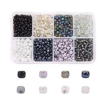 1 Box 6/0 Glass Seed Beads Round  Loose Spacer Beads, Mixed Color, 4mm, Hole: 1mm, about 1900pcs/box