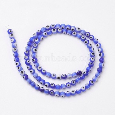 Handmade Evil Eye Lampwork Beads Strands(LAMP-J082-04-4mm)-2