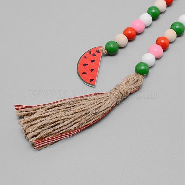 Wooden Watermelon Pendant Decorations(HJEW-TAC0013-03)-3