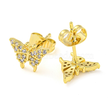 Golden Brass Micro Pave Cubic Zirconia Stud Earrings(EJEW-D103-01A-G)-2