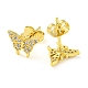 Golden Brass Micro Pave Cubic Zirconia Stud Earrings(EJEW-D103-01A-G)-2