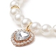 Acrylic Pearl Round Beaded Stretch Bracelet with Alloy Rhinestone Heart Charms for Women(BJEW-JB09232-01)-2