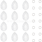 DIY Teardrop Suncatcher Making Finding Kits, including Glass Pendants, 304 Stainless Steel Jump Rings, Clear, 36x24x11.5mm, Hole: 1.6mm, 14pcs(DIY-SP0001-28)