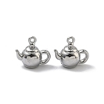304 Stainless Steel Charms, Teapot, Stainless Steel Color, 12.5x13.5x7.5mm, Hole: 1.2mm(STAS-F341-16P)