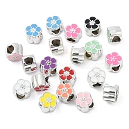 CCB Plastic European Beads, Large Hole Beads, with Enamel, Platinum, Flower, Flower, 10.5x11x8.5mm, Hole: 5.5~5.5mm(CCB-D278-04)