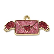 Alloy Pendants, with Enamel, Valentine's Day, Envelope, 13x29x1mm, Hole: 1.8mm(ENAM-D285-04G-06)