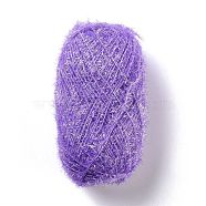 Polyester Crochet Yarn, Sparkling Scrubby Yarn, for Dish Scrubbies, Dishcloth, Decorating Crafts Knitting, Blue Violet, 10~13x0.5mm, 218.72 yard(200m)/roll(OCOR-G009-01J)