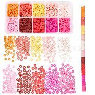 SUNNYCLUE 2700Pcs 10 Colors Flat Round Handmade Polymer Clay Beads, Disc Heishi Beads for Hawaiian Earring Bracelet Necklace Jewelry Making, Mixed Color, 6x1mm, Hole: 2mm, about 270pcs/color(CLAY-SC0001-33A)