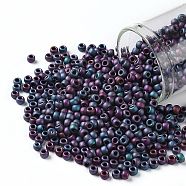 TOHO Round Seed Beads, Japanese Seed Beads, (705) Matte Color Frost Iris Blue, 8/0, 3mm, Hole: 1mm, about 222pcs/10g(X-SEED-TR08-0705)